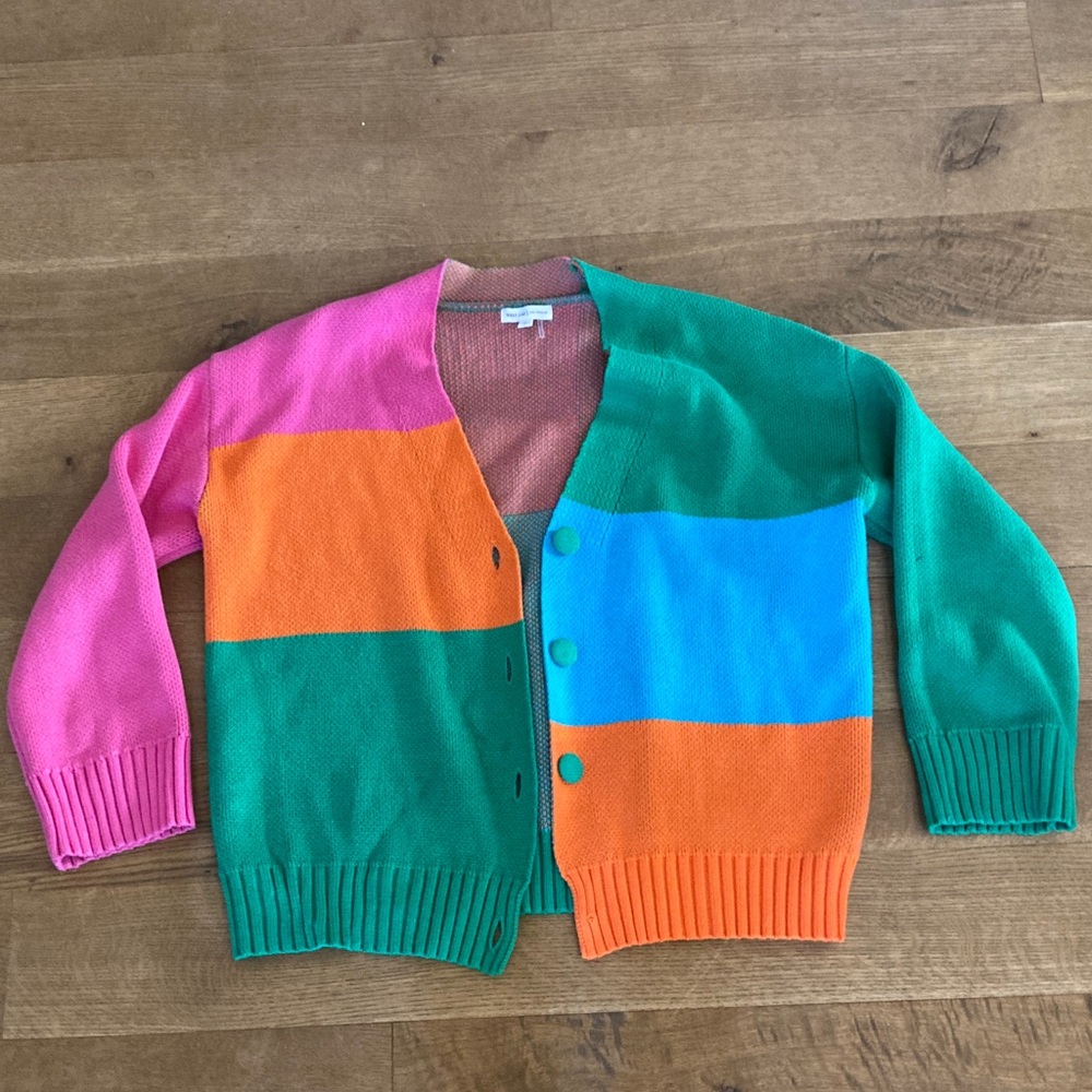 GREY LAB Color Block Cardigan - Pink, Orange, Green, Blue